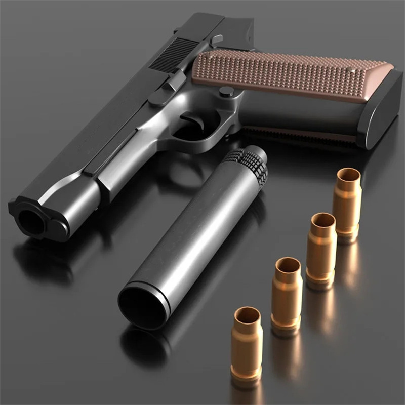 Glock EVA 소프트 볼 장난감 총 소년 야외 슈팅 게임 에어 무기 권총 1911 모델 쉘 배출 소음기